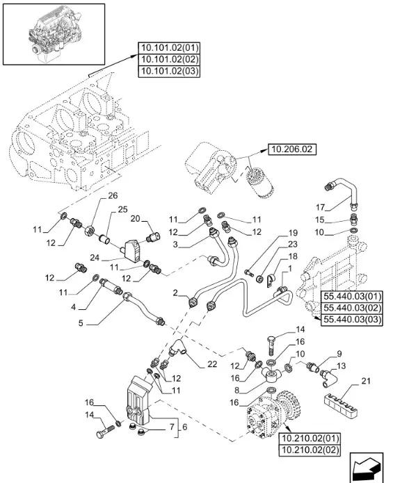 504132108 - Трубка топл. ТНВД блок упр. ДВС Cursor10 CR